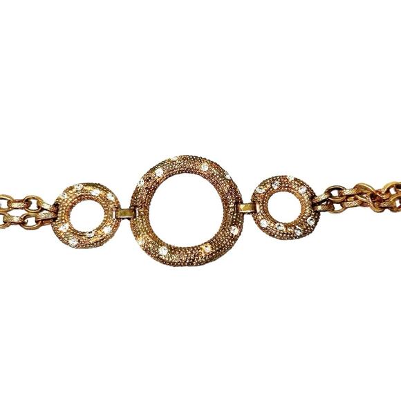 VTG Dolce & Gabbana White Leather Gold Rhinestone O-Ring Chain Glam Belt main image 7
